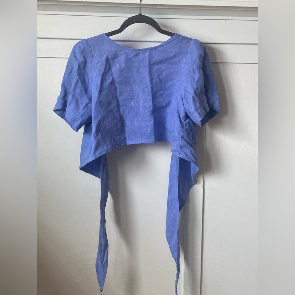 Nettle Studios Linen Wrap Top - size M
